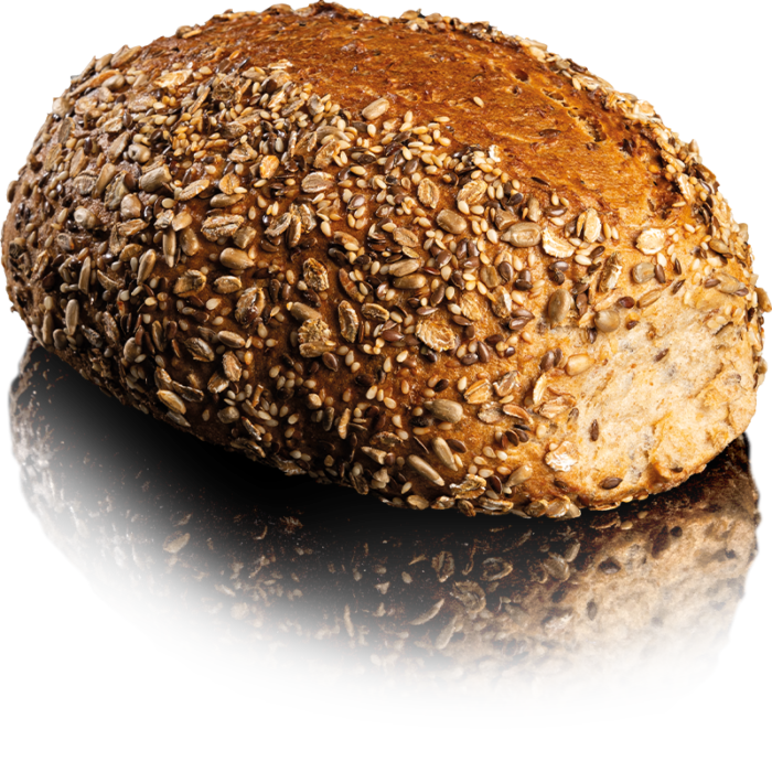 Das Vierkornbrot von Mainz-Weitz ist ein hohes, ovales Brot mit vier verschiedenen Sorten Körnern in der Krume und auf der Kruste.